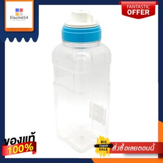 ขวดน้ำทรงเหลี่ยม JCJ รุ่น 3142 ความจุ 1,200 มล. สีใส - ฝาสีฟ้าSquare Bottle JCJ Model 3142 Capacity 1,200 ml. Clear Colo