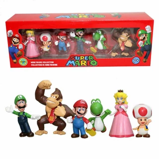 โมเดลมาริโอ้ ฟิกเกอร์ super mario bros . 4 series 6 ชิ้น ของเล่นสําหรับเด็กของขวัญของเล่นเด็ก น่ารักมาก