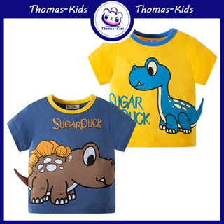 [THOMAS KIDS] เสื้อยืดคอกลม แขนสั้น ผ้าฝ้าย 100% ลายการ์ตูนไดโนเสาร์ สําหรับเด็กผู้ชาย 1-9 ปี ขายส่ง