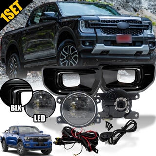 ไฟตัดหมอก ไฟสปอร์ตไลท์ ดวงไฟ LED+ครอบ รุ่น ฟอร์ด เรนเจอร์ FORD RANGER SPORT XLT XLS XLปี2022-2023 สีดำล้วน พร้อมชุดสายไฟ