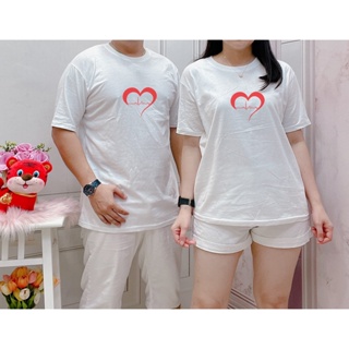 [S-5XL]ผ้าฝ้าย 100% เสื้อยืดคู่รัก พิมพ์ลาย HEART RATE COUPLE ROMANTIC COUPLE สําหรับผู้หญิง และผู้ชาย