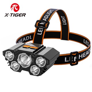 X-tiger ไฟฉายคาดศีรษะ แบบชาร์จไฟได้ สําหรับตั้งแคมป์ วิ่ง เดินป่า กลางแจ้ง