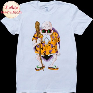 เสื้อยืด แขนสั้น พิมพ์ลาย Dragon Ball Z Master Roshi สีขาว แฟชั่นสําหรับผู้ชาย_04