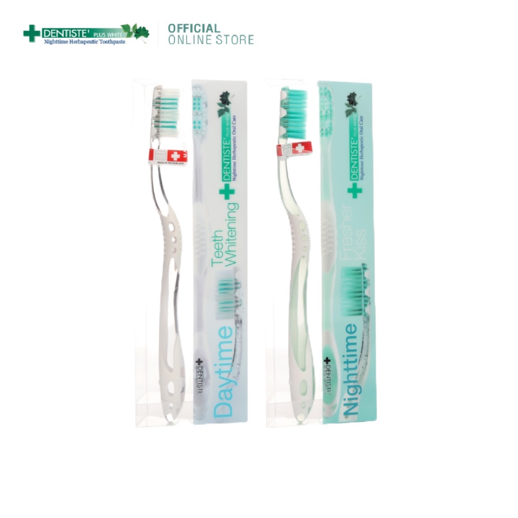 [สินค้าขายดี] Dentiste Day-Nighttime Toothbrush แปรงสีฟันสำหรับกลางวันและกลางคืน ขจัดคราบพลัค ขนแปรงนุ่ม แปรงฟันสะอาด