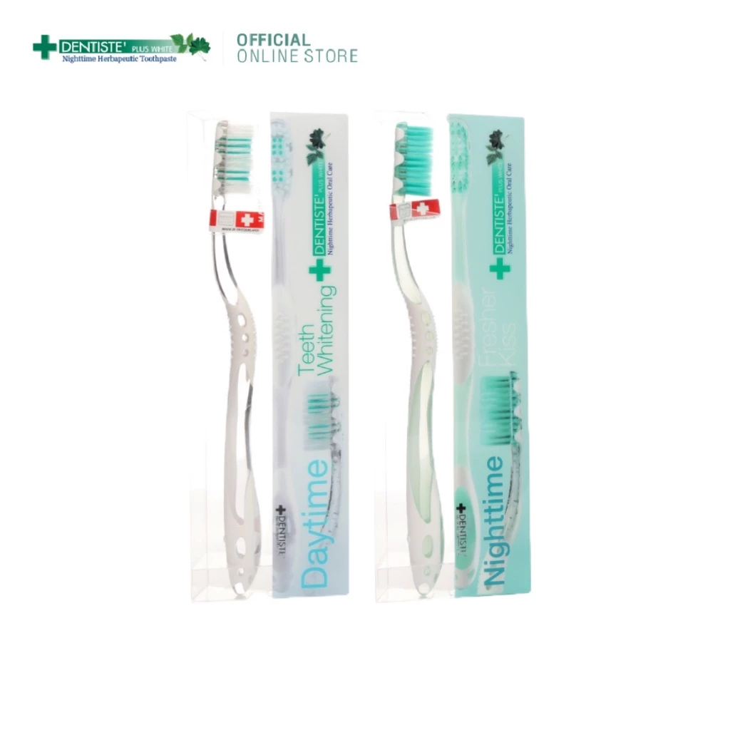 [สินค้าขายดี] Dentiste Day-Nighttime Toothbrush แปรงสีฟันสำหรับกลางวันและกลางคืน ขจัดคราบพลัค ขนแปรงนุ่ม แปรงฟันสะอาด