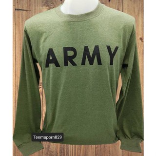 เสื้อยืดทหารอากาศ สีเขียว แขนยาว Army ไซส์ L