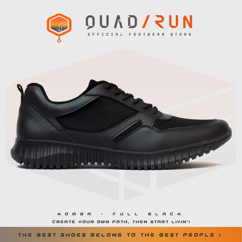 Quadrun Footwear Kombo FUll Black Mens Tracking Shoes รองเท้าผู้ชายอินเทรนด์ล่าสุด