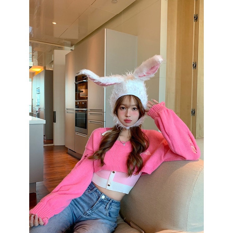 หมวกหูกระต่ายเกาหลี ผ้ากํามะหยี่ขนนิ่ม ให้ความอบอุ่น แฟชั่น และฤดูหนาว น่ารักสดใส ราคา ถูกที่สุด ดีลบีเคเค แกลเลอรีภาพที่ 5
