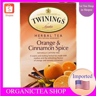 ชาทไวนิงส์​ Twinings, Herbal Tea, Orange &amp; Cinnamon Spice, Naturally Caffeine Free, 20 Individual Tea Bags💚พร้อมส่ง💜