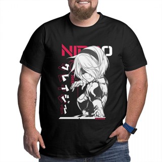 เสื้อยืด ผ้าฝ้าย ขนาดใหญ่ พิมพ์ลาย Nier Automata 2B สไตล์วินเทจ สําหรับผู้ชายเสื้อยืด