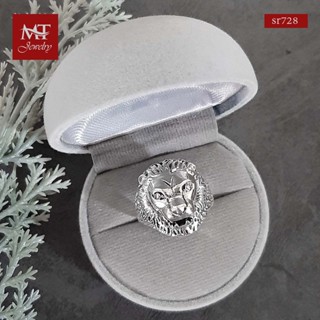 MT แหวนเงินแท้ รูปหัวสิงโต งานรมดำ ไซส์: 56, 61 Solid 925 Sterling Silver Ring (sr728) MT Jewelry มณีธารา