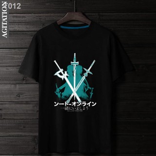 【HOT】T012เสื้อยืดแขนสั้นผู้ชายอินเทรนด์ผู้ชายเวอร์ชั่นเกาหลีของอะนิเมะใน Sword Art Online ชุดรูปแบบการพิมพ์ผ้าฝ้ายแ_05