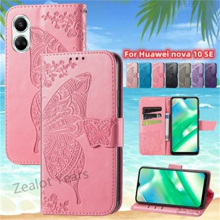 เคสโทรศัพท์มือถือหนัง PU ฝาพับ ลายผีเสื้อ พร้อมช่องใส่บัตร แฟชั่น สําหรับ Huawei Nova 10 SE 2022 10se Nova10 SE 4G Nova10SE