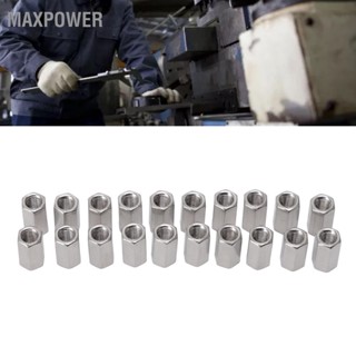 Maxpower 20Pcs Silver M5 Hex Coupling Nut Kit Stainless Steel สำหรับตกแต่งภายในอาคาร