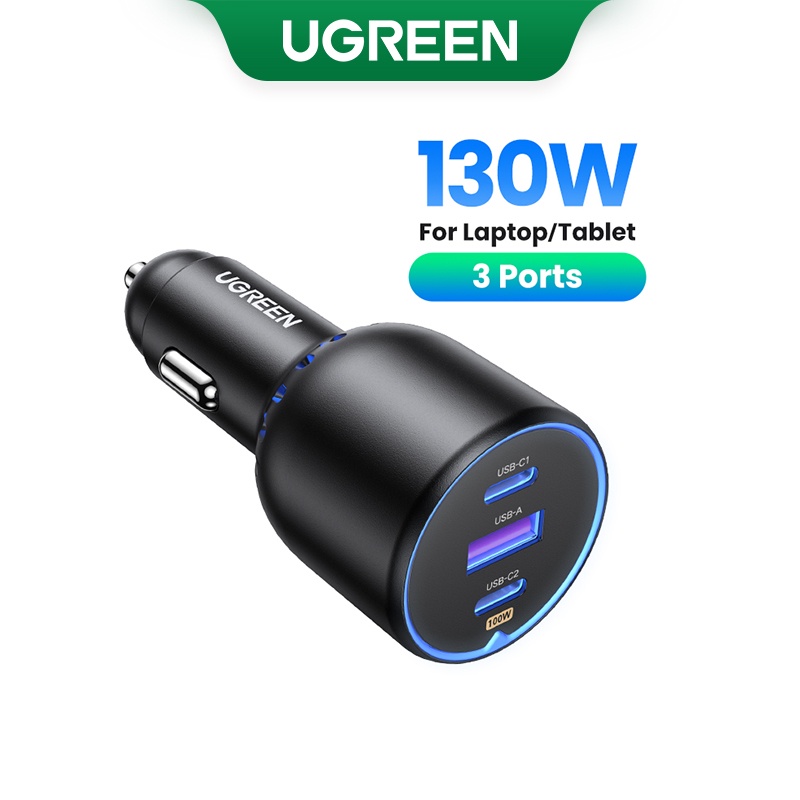 Ugreen 130W Car Charger Quick Charging PD3.0 Fast USB Type C ชาร์จโทรศัพท์รถยนต์สําหรับ iPhone 16 Pro Max 14 13 12 แล็ปท็อป Tabet