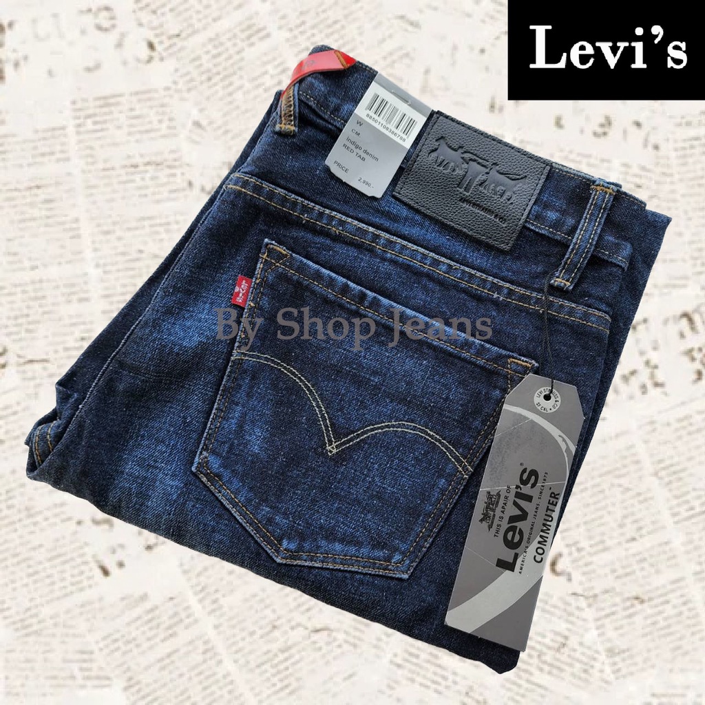 Levi's® รุ่น 501 ทรงยีนส์ขากระบอกใหญ่ป้ายดำ สี Jeans สินค้าใหม่ (กระดุม)
