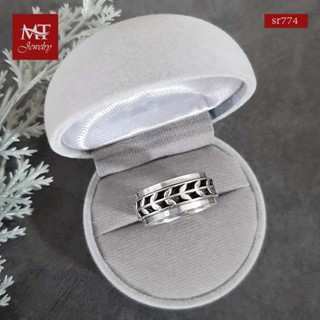 MT แหวนเงินแท้  ลายใบไม้ แบบหมุนได้ ไซส์: 56, 59, 61, 64, 67 Solid 925 Sterling Silver leaves Rotatable Ring (sr774) MT Jewelry มณีธารา