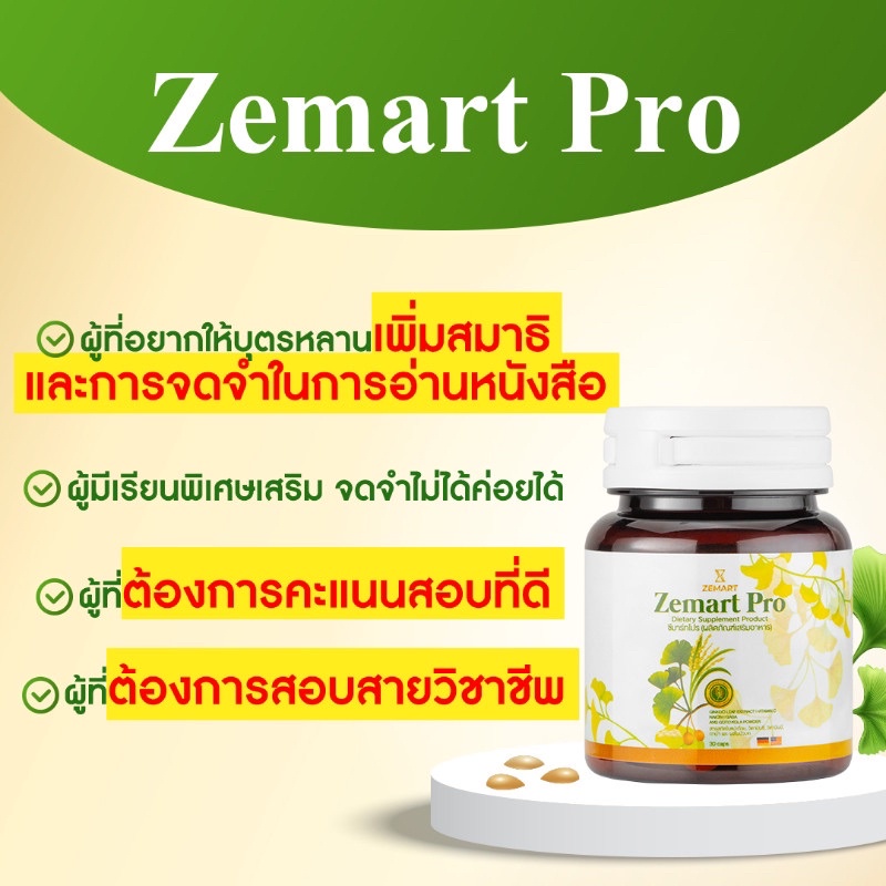 Zemart Pro อาหารเสริม เพิ่มความจำ-บำรุงสมอง วิตามินบี