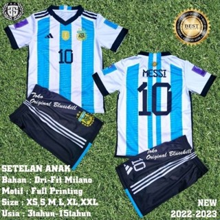 ส่งฟรี ชุดเสื้อกีฬาแขนสั้น ลายทีมชาติฟุตบอล argentina ชุดเหย้า สําหรับเด็ก