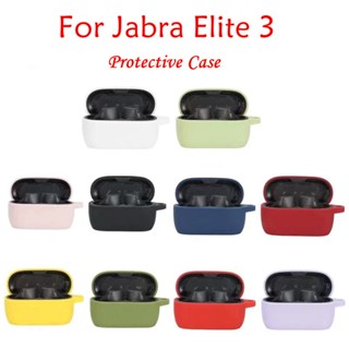 เคสหูฟัง ซิลิโคนนิ่ม ป้องกันรอยขีดข่วน พร้อมตะขอ สีพื้น สําหรับ Jabra Elite 3 Elite 4 Elite 2