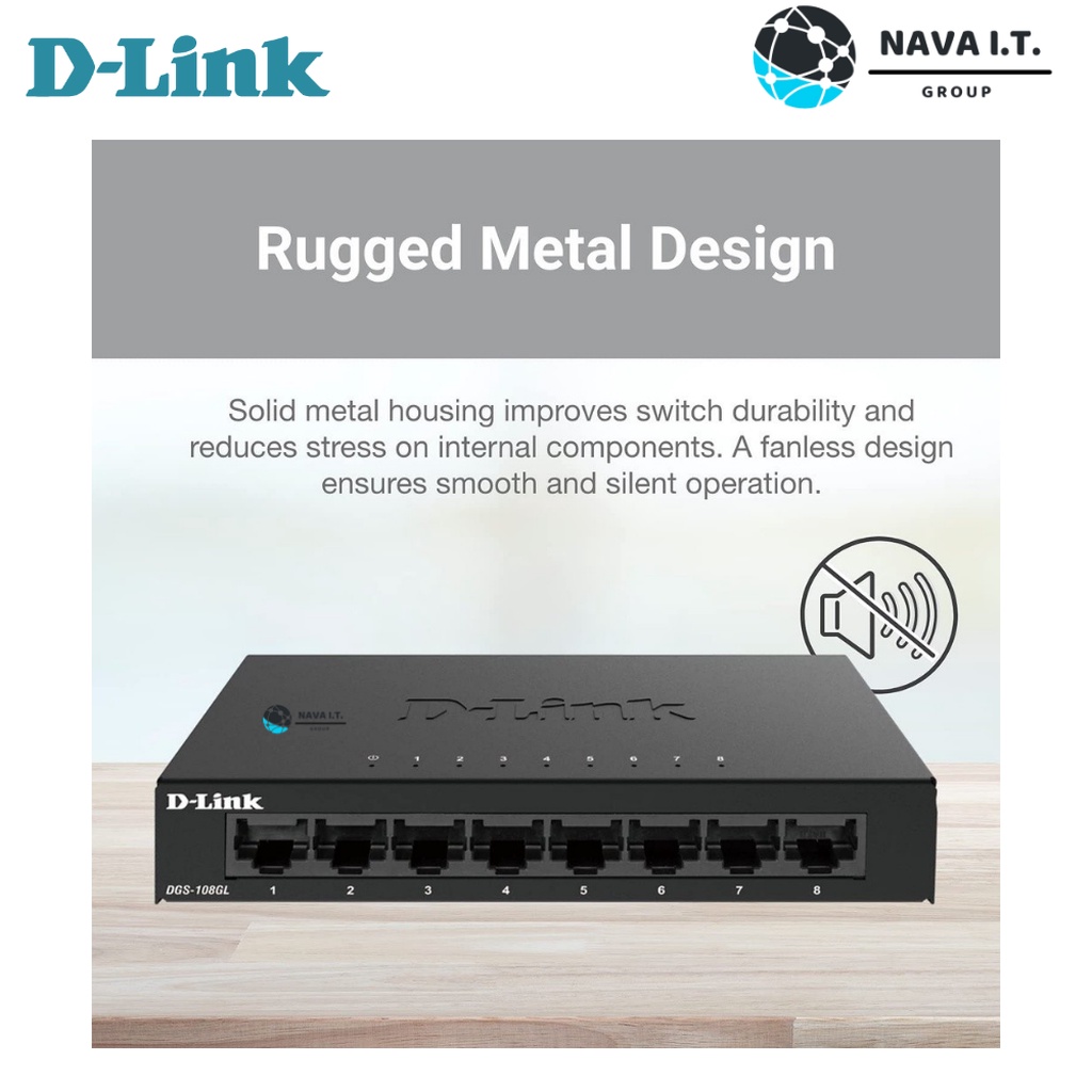 ⚡️กรุงเทพฯด่วน1ชั่วโมง⚡️ D-LINK DGS-108GL 8 PORT GIGABIT METAL UNMANAGED DESKTOP SWITCH ประกันตลอดการใช้งาน