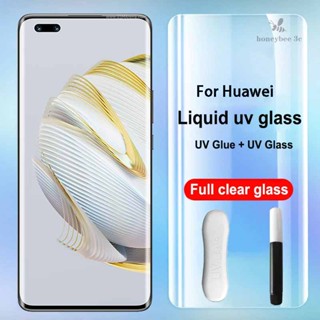 Huawei Nova 11 10 Pro 11i Ultra 9 8 5G 7 Mate 50 P60 P50 40 P40 P30 30 20 P20 Pro Plus กาวเหลว UV นาโน ออปติก เต็มรูปแบบ โค้ง กระจกนิรภัย UV ของเหลว กาวเต็ม กระจกนิรภัย