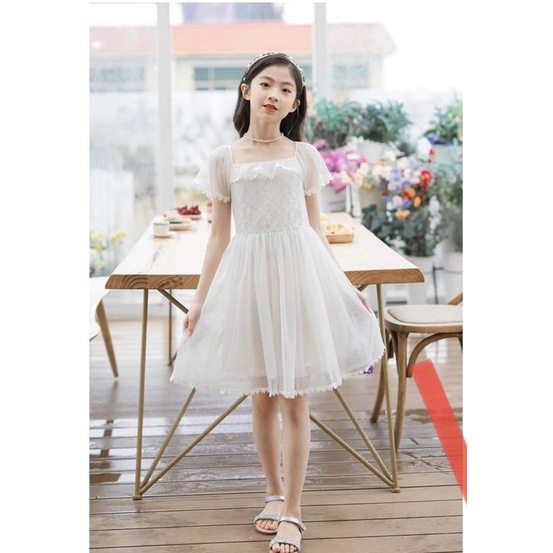 เดรสกึ่ง ออกงาน ลูกไม้สีขาว / G44 / 580