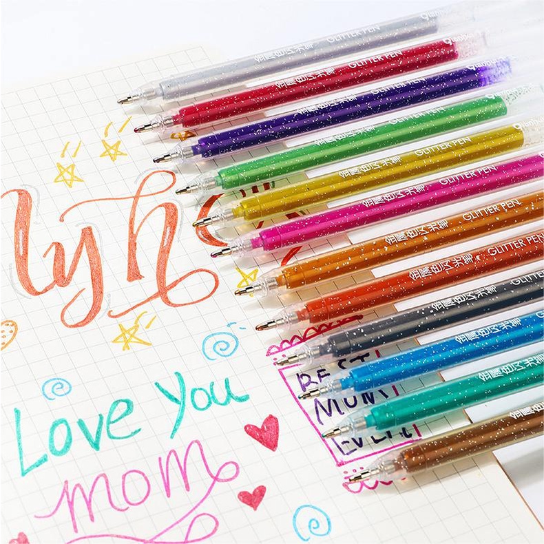 สีสันglitterเจลปากกา HighlighterเงาปากกาJournal DIYตกแต่งสีปากกาสําหรับเครื่องเขียนMarking