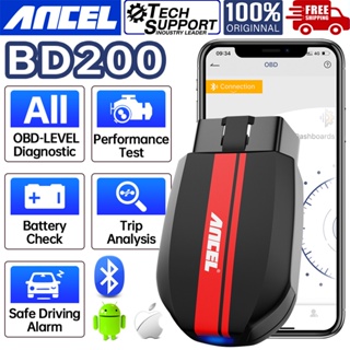 Ancel เครื่องสแกนเนอร์ BD200 OBD2 ตรวจสอบโค้ดเครื่องยนต์ บลูทูธ สําหรับ IOS Android