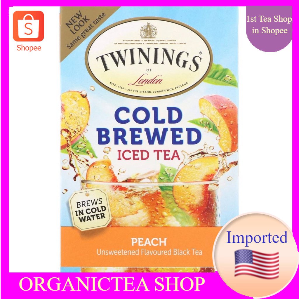 ชา ทไวนิงส์ Twinings, Cold Brewed Iced Tea, Peach, 20 Tea Bags