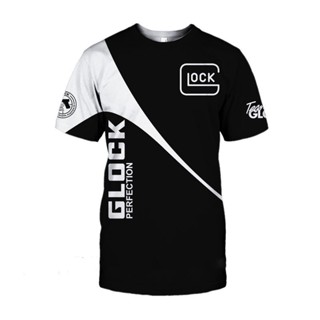 Glock MILITARY เสื้อยืดลําลอง แขนสั้น ระบายอากาศ พิมพ์ลาย Full Sublimation 3D แฟชั่นฤดูร้อน สําหรับผู้ชาย