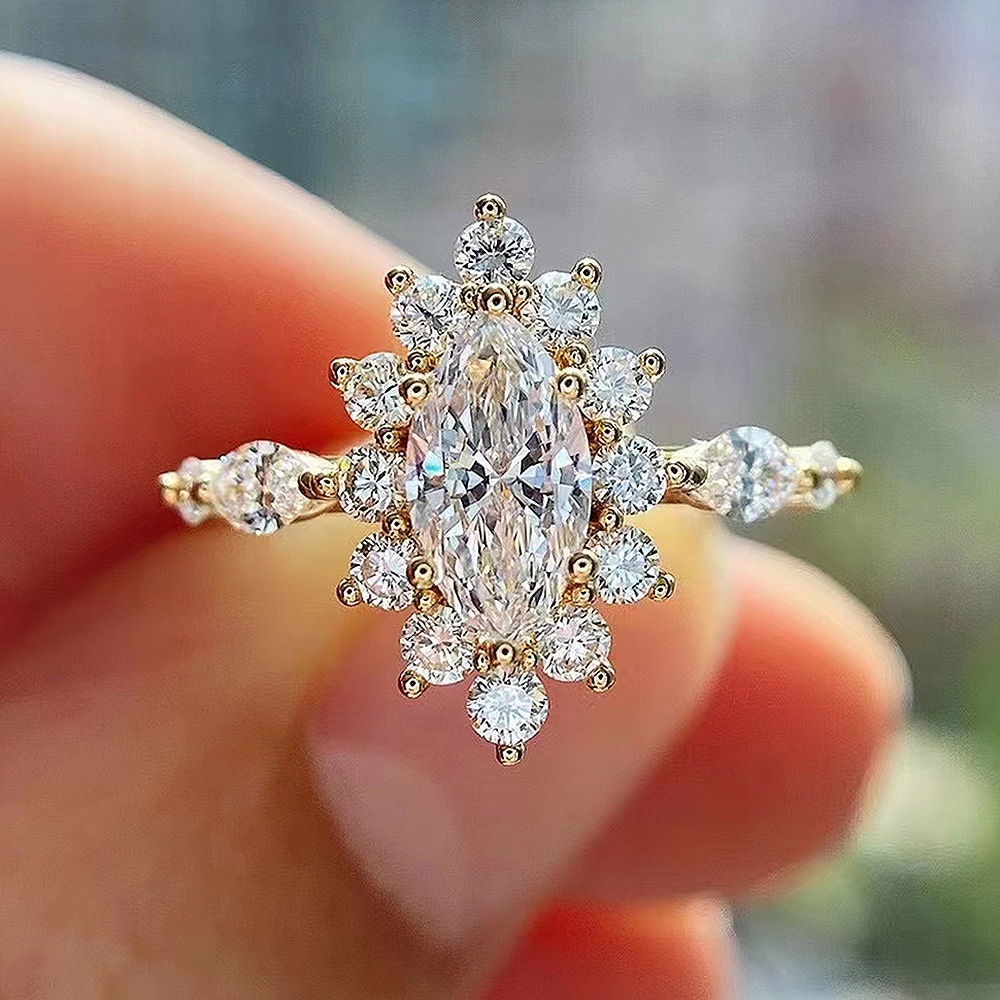 ญี่ปุ่นสไตล์เกาหลีสไตล์ใหม่แหวนหญิง Super กระพริบ Horse Eye Zircon All-Match แหวน High-End ins ดอกไม้แหวนหญิงเพชร