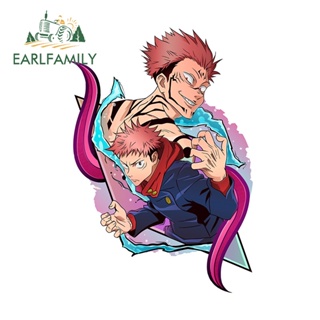 Earlfamily สติกเกอร์ Yuji Itadori และ Sukuna ป้องกันรอยขีดข่วน สําหรับติดตกแต่งกระจกรถยนต์ รถจักรยานยนต์ แล็ปท็อป 13 ซม. x 9.3 ซม.