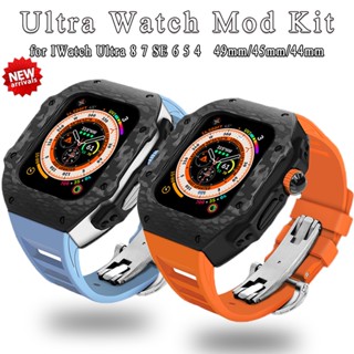 ชุดสายนาฬิกาข้อมือคาร์บอนไฟเบอร์ สําหรับ Apple watch Ultra 49 มม. 8 7 45 มม. iwatch 8 7 6 5 4 Se 44 มม.