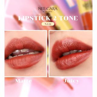 NEE CARA LIPSTICK 2 TONE MATTE &amp; GLOSS (N331) : neecara นีคาร่า ลิป ทู โทน