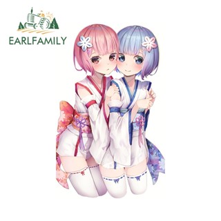 Earlfamily สติกเกอร์ ลายการ์ตูน Re Zero เรียบง่าย ป้องกันรอยขีดข่วน สําหรับติดตกแต่งรถยนต์ 13 ซม. X8.1 ซม.