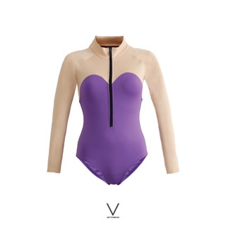 SS2023 PURPLE BUNNY BODYSUIT ชุดว่ายน้ำ บอดี้สูทแขนยาว มีฟองน้ำในตัวผ้าหนา กัน UV UPF 50+