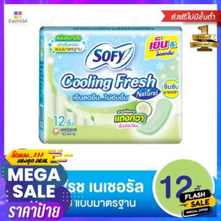 SOFY โซฟี คูลลิ่งเฟรช เนเชอรัล แผ่นอนามัย แบบมาตรฐาน มีกลิ่นหอม 12 ชิ้น Sofy Cooling Fresh Natural Sanitary Napkins, Sta