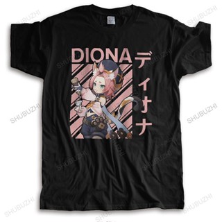 [S-5XL] เสื้อยืดแขนสั้น ผ้าฝ้ายแท้ พิมพ์ลายอนิเมะ Diona Genshin Impact แฟชั่นฮาราจูกุ สําหรับผู้ชาย_03