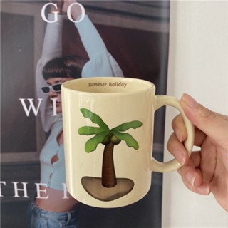 แก้วลายต้นไม้น่ารัก แก้วเซรามิกส์ แก้วมัค  แก้วกาแฟ  ไช้ไมโครเวฟได้  ขนาด 300 มล   พร้อมส่งในไทย