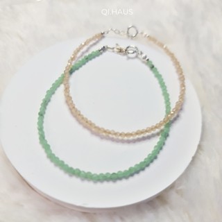 QIHAUS - กำไลข้อมือหิน ซันสโตน x หยก Sunstone x Jade Bracelets/ สร้อยข้อมือหิน/ กำไลข้อมือ / กำไลหิน/ กำไลมินิมอล