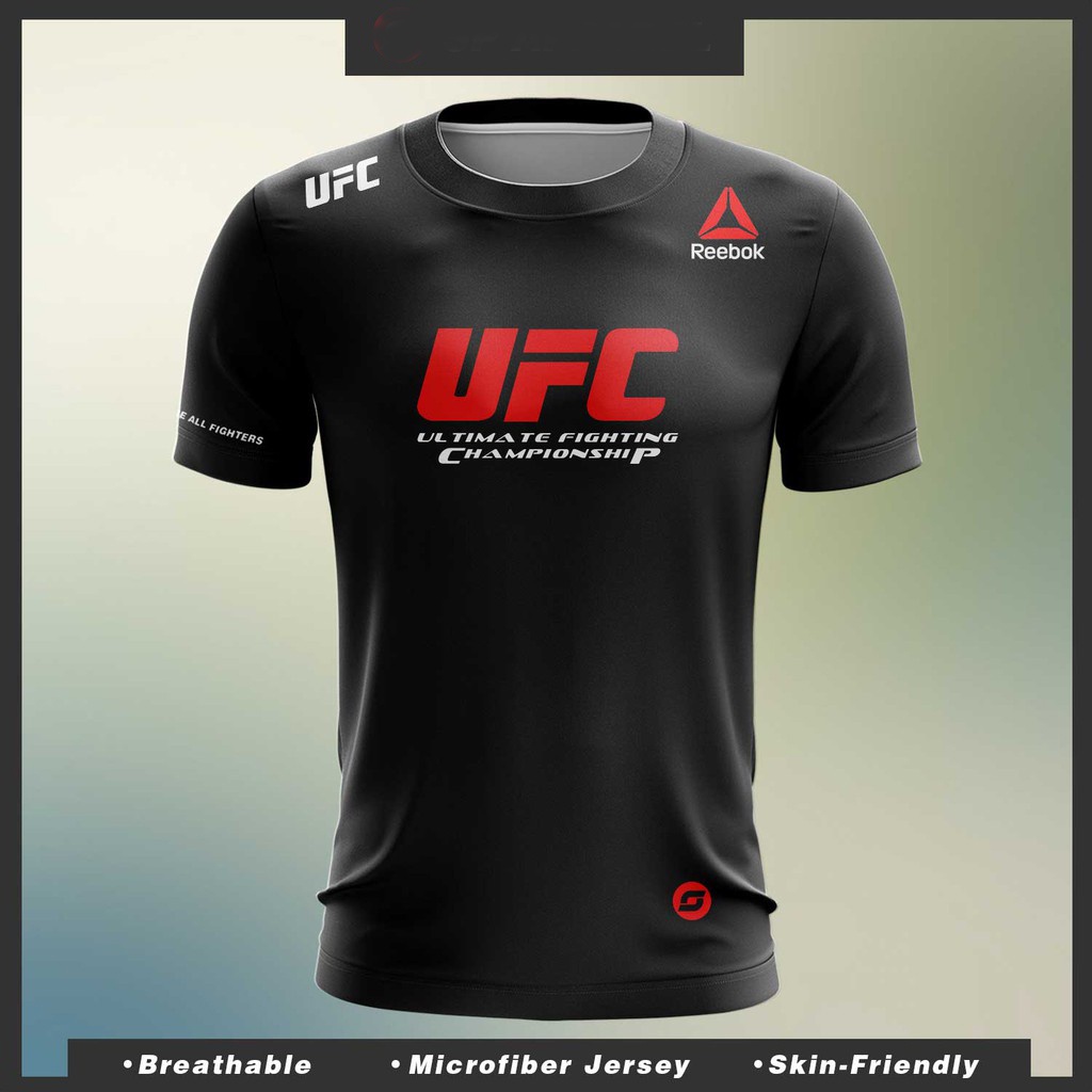 เสื้อกีฬาแขนสั้น ผ้าไมโครไฟเบอร์ ลายโลโก้ UFC X Reebok RED