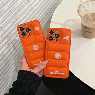 STONE ISLAND เคสโทรศัพท์มือถือ ลายก้อนหิน สีส้ม สําหรับ Apple iPhone 14 Pro MAX 13 Pro MAX 12 Pro MAX 11 Pro MAX X XR XS MAX