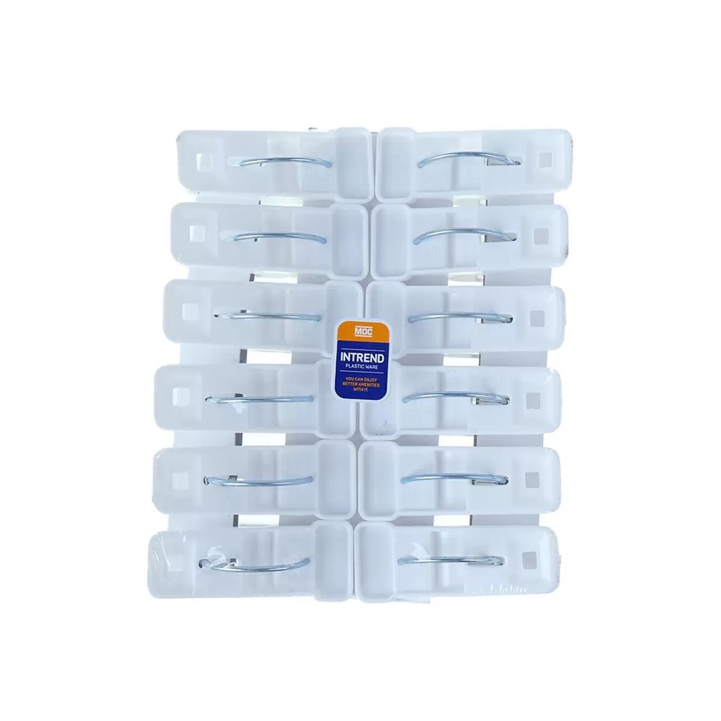 MODERNHOME MOC กิ๊บหนีบผ้าใหญ่ รุ่น AC 87 สีขาว (แพ็ค 12) กิ๊บหนีบผ้า ไม้หนีบผ้า