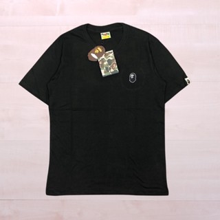 เสื้อยืด ปักลาย Kaos A BATHING APE สีดํา