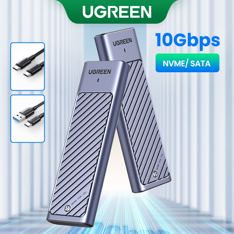 Ugreen อะแดปเตอร์ M.2 NVMe SATA SSD Enclosure 10Gbps USB 3.2 Gen2 USB C External Enclosure รองรับ M 