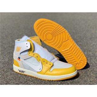 Grl1 Air Jordan 1 x Off-White NRG White / Dark Powder Yellow-Cone AQ0818-149