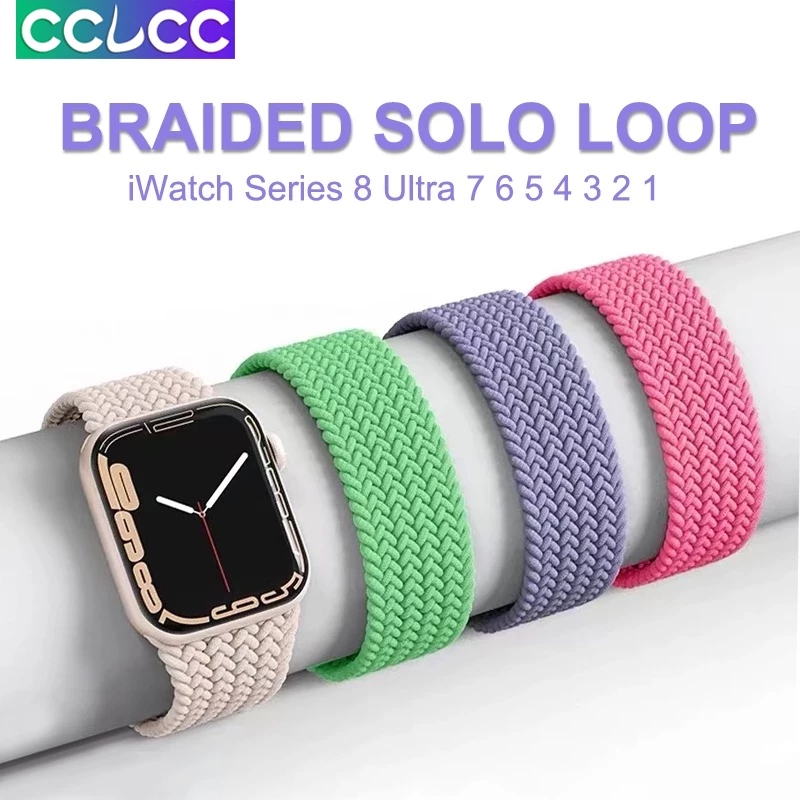 Cclcc สายนาฬิกาข้อมือ ผ้าถัก สําหรับ Apple Watch Ultra Series 8 7 49 มม. 45/41/44/40/38 มม. 42 มม. iWatch Series 7 6 SE 5 4 3