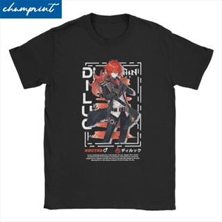 Cotton T-Shirt Genshin Impact Diluc Streetwear Men Vintage Tee Shirt Round Collar Short Sleeve T Shirt Printing Clo_03