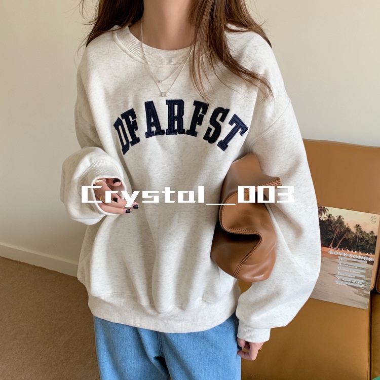 เสื้อกันหนาว เสื้อแขนยาว เสื้อกันหนาว ผู้หญิง Oversize เกาหลี ใส่สบายๆ ทรงหลวม สไตล์สปอร์ต sweater【Crystal_003】